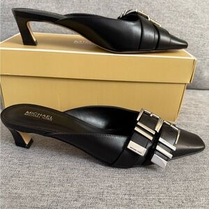 Michael Kors Black Mules with Kitten Heel